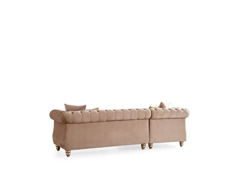 Julia Sectional Made with Velvet leather In Beige