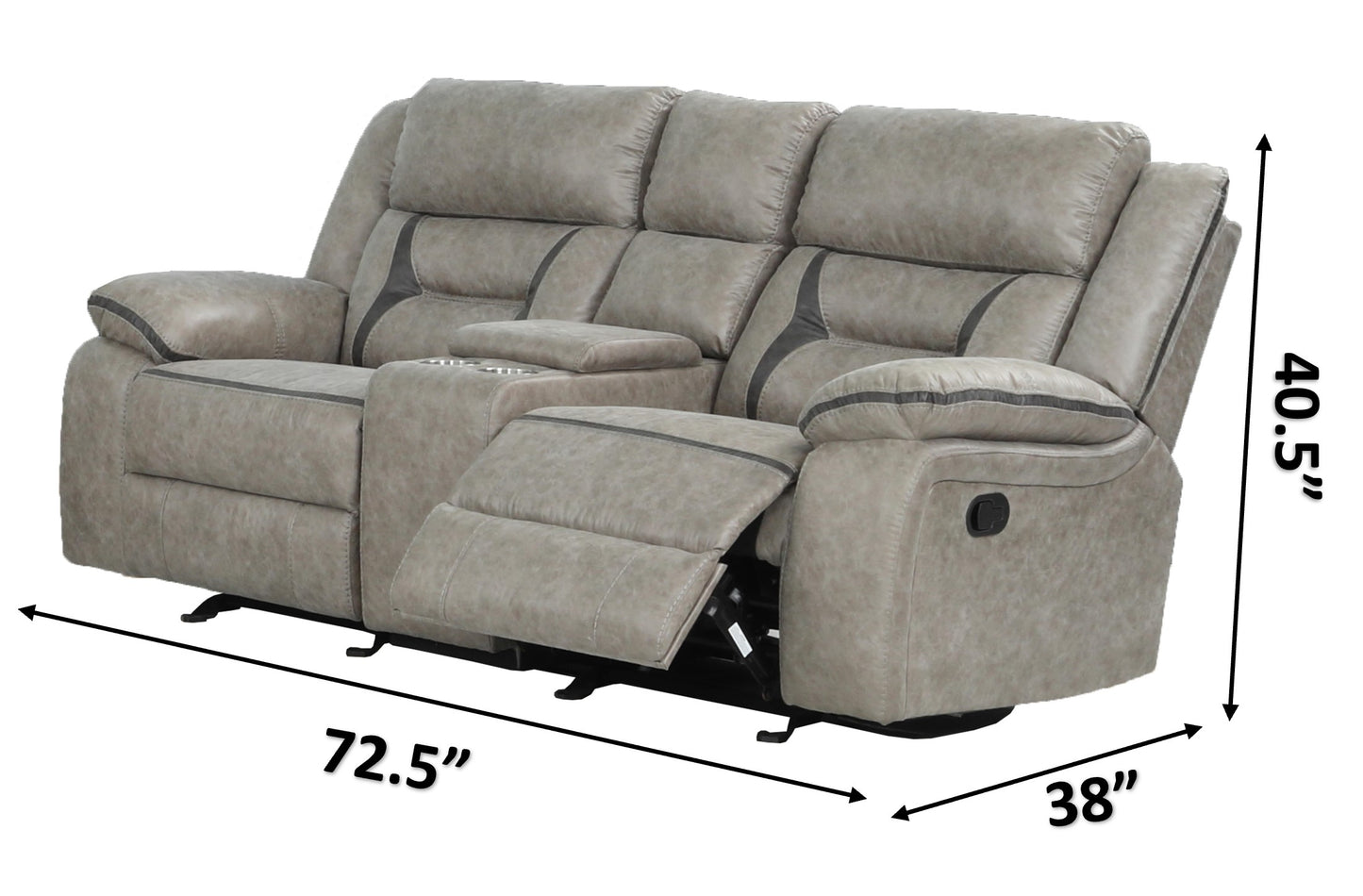 Denali Loveseat Made with Faux Leather in Gray