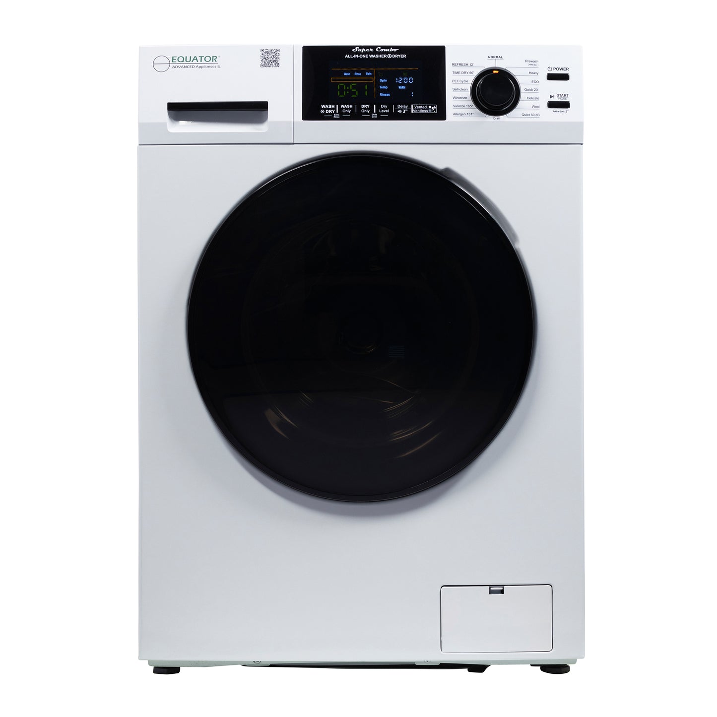 All-in-One Washer Dryer VENTLESS/VENTED PET cycle 1.62cf/15lbs 110V