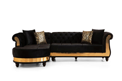 Julia SectionalSofa Made With Velvet Leather In Black