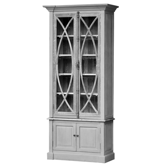 Garrity Vitrine Cabinet, light gray/driftwood