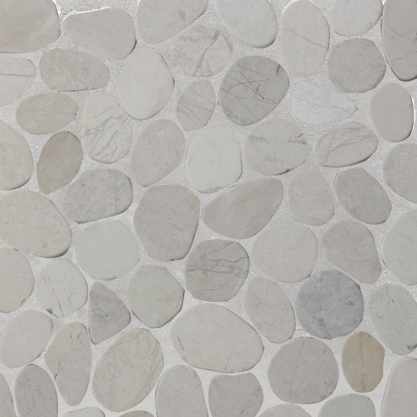 White Timor Sliced Pebble Mosaic Wall & Floor Tile