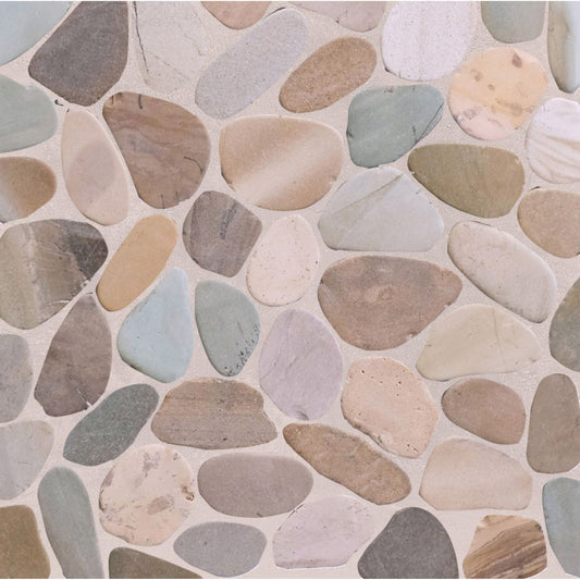 Olive Sliced Pebble Mosaic Wall & Floor Tile