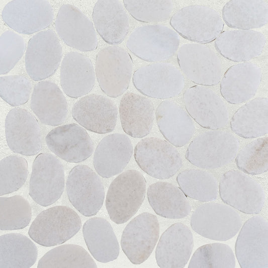 Snow White Sliced Pebble Mosaic Wall & Floor Tile ( $17.09/sq.ft)