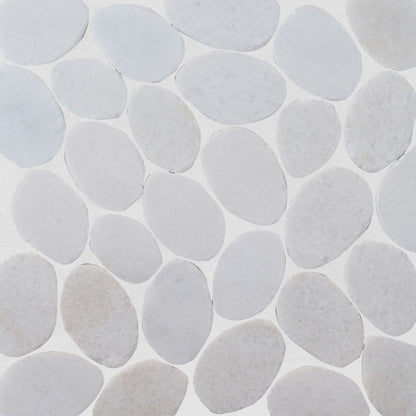 XL Snow White Sliced Pebble Mosaic Wall & Floor Tile ( $17.09/sq.ft)