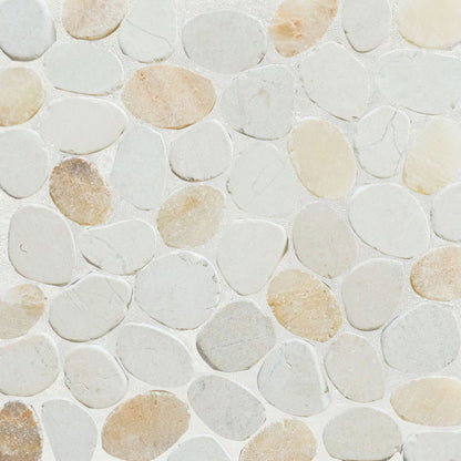 Oyster Sliced Pebble Mosaic Wall & Floor Tile