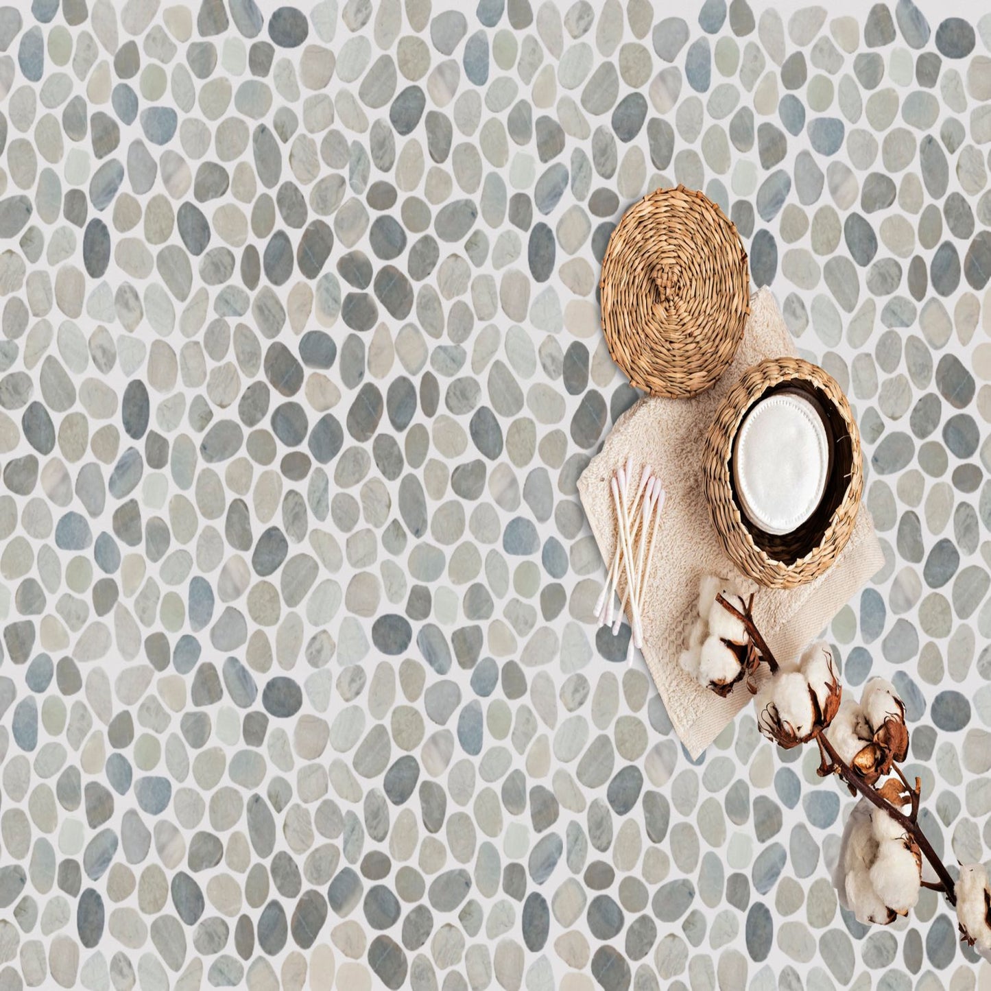 Pale Sliced Pebble Mosaic Wall & Floor Tile ( $10.93/sq.ft)