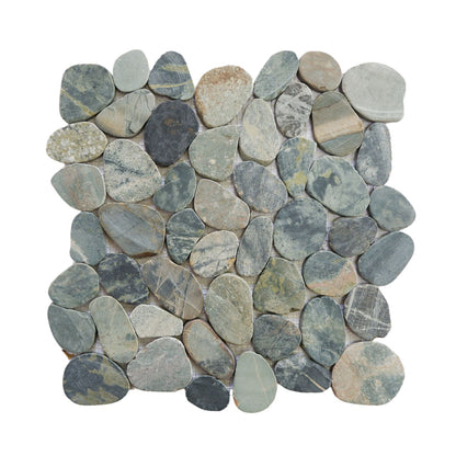 Teal Blue Sliced Pebble Mosaic Wall & Floor Tile