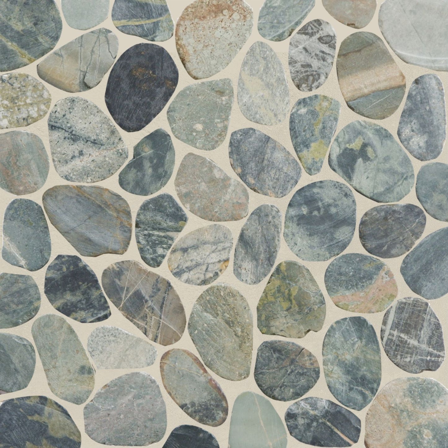 Teal Blue Sliced Pebble Mosaic Wall & Floor Tile