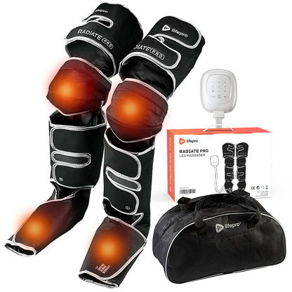 LifePro Leg Massager - Foot and Leg and Calf Compression Massager for Circulation - with Heat and Compression for Pain Relief (Radiate Pro)