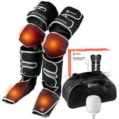 LifePro Leg Massager - Foot and Leg and Calf Compression Massager for Circulation - with Heat and Compression for Pain Relief (Radiate Pro)