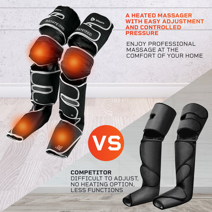 LifePro Leg Massager - Foot and Leg and Calf Compression Massager for Circulation - with Heat and Compression for Pain Relief (Radiate Pro)