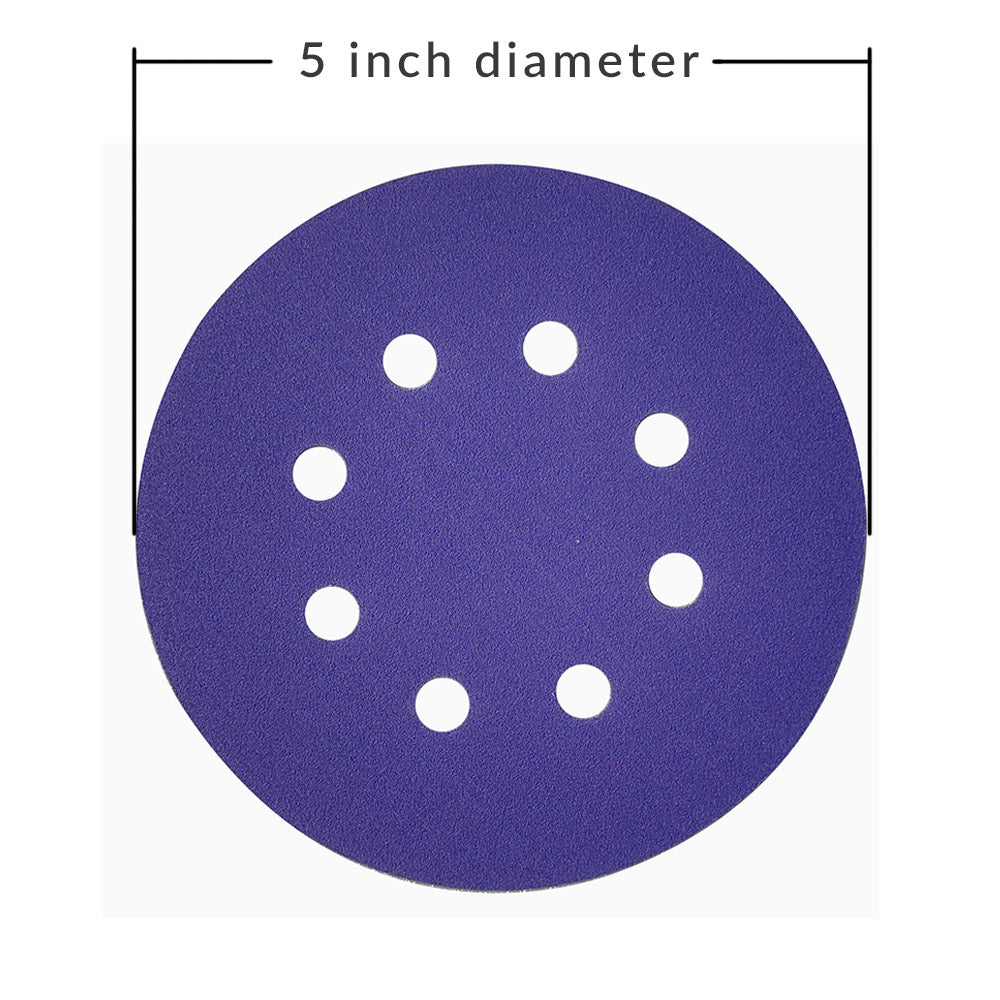 5in Hook & Loop Purple Ceramic Sanding Disc 8 Holes (10 pack)