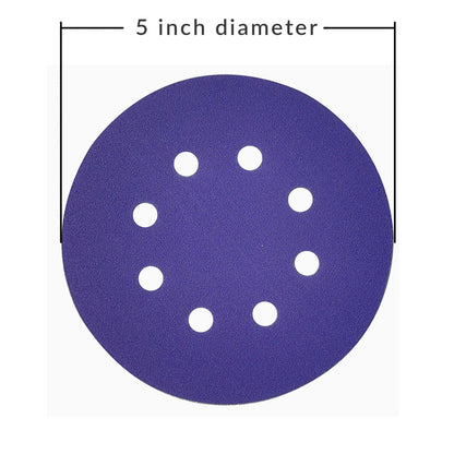 5in Hook & Loop Purple Ceramic Sanding Disc 8 Holes (25 pack)