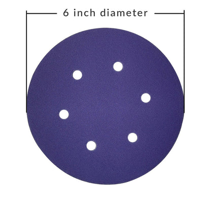 6in Hook & Loop Purple Ceramic Sanding Disc 6 Holes (100 pack)