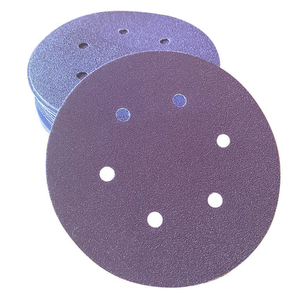 6in Hook & Loop Purple Ceramic Sanding Disc 6 Holes (10 pack)