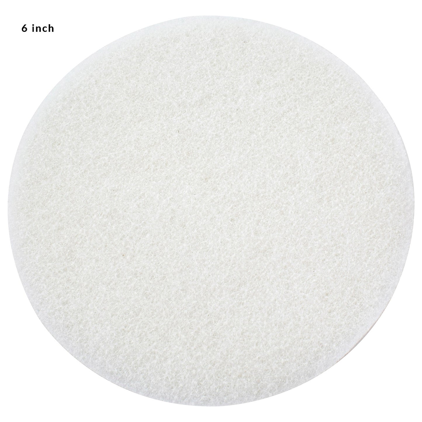 Non-woven White Pad with Hook & Loop 6in