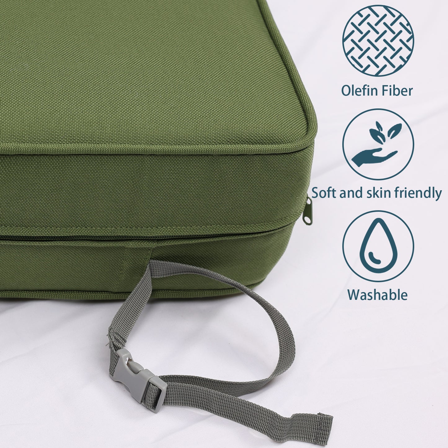 Patio Deep Chair Cushion - Set of 2 - Total 6 pieces (Green)
