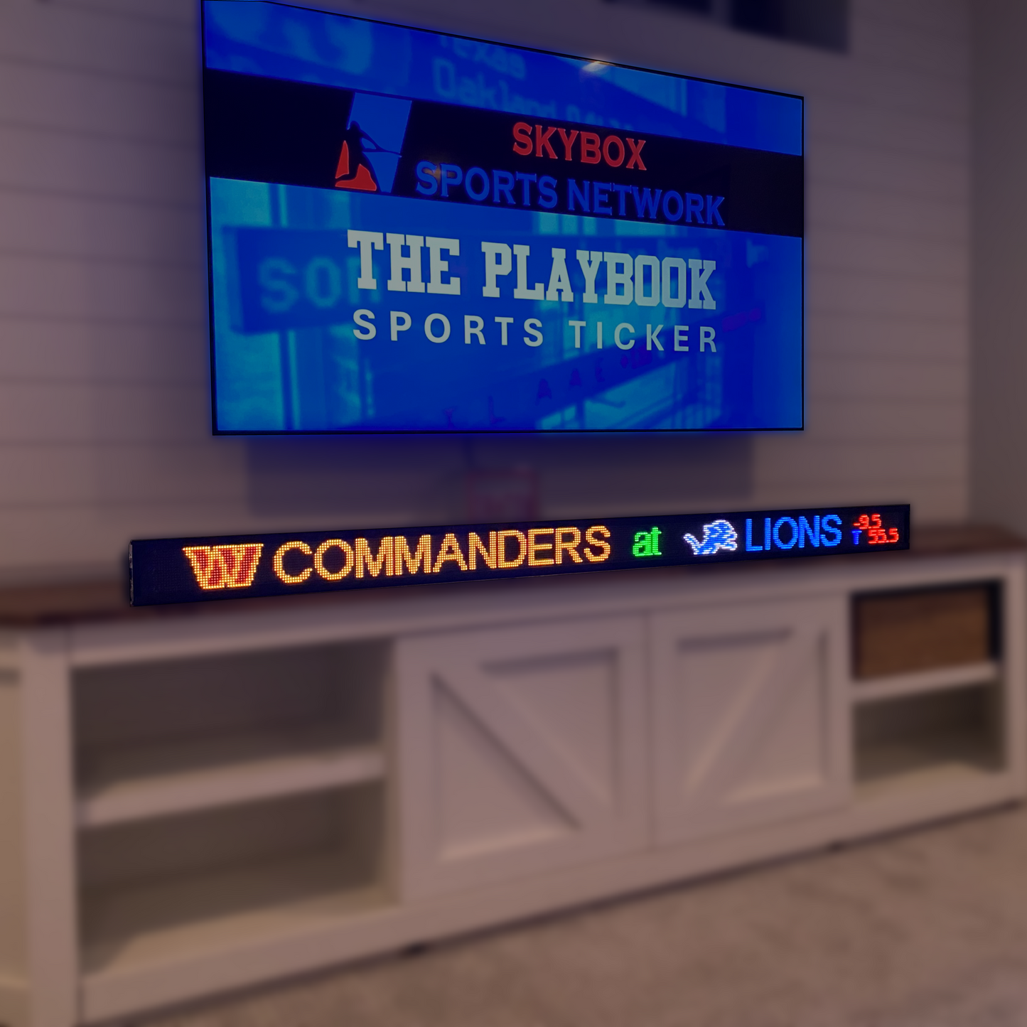 Skybox LED Sports Ticker for Man Caves / The Playbook / 48" Length