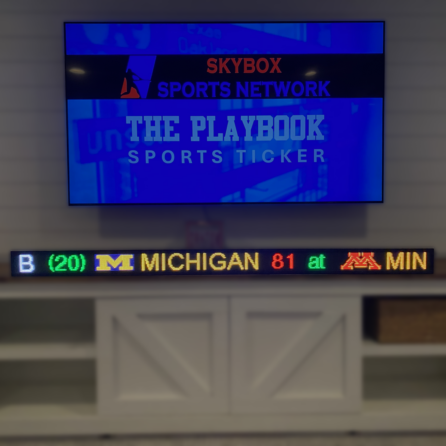 Skybox LED Sports Ticker for Man Caves / The Playbook / 48" Length