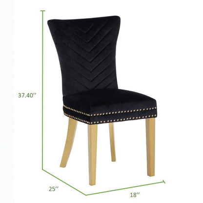 Eva 2 Piece Gold Legs Dining Chairs Finished with Black Fabric