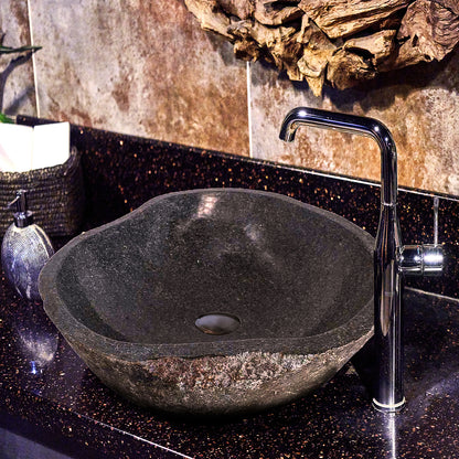 ROCK Riverstone Stone Vessel Bathroom Sink