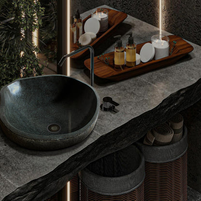 ROCK Riverstone Stone Vessel Bathroom Sink