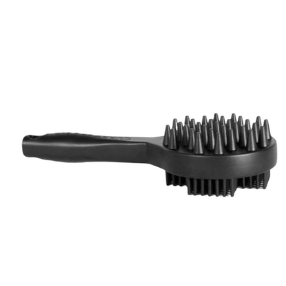 Black Rubber Curry Brush with a Patented Ergonomic Handle