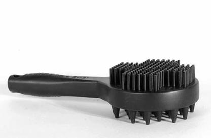 Black Rubber Curry Brush with a Patented Ergonomic Handle