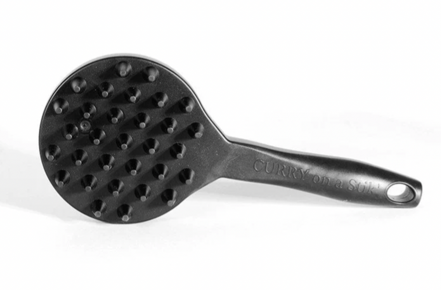 Black Rubber Curry Brush with a Patented Ergonomic Handle