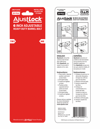 Ajustlock 6" Zinc Ajustable Heavy Duty Barrel Bolt