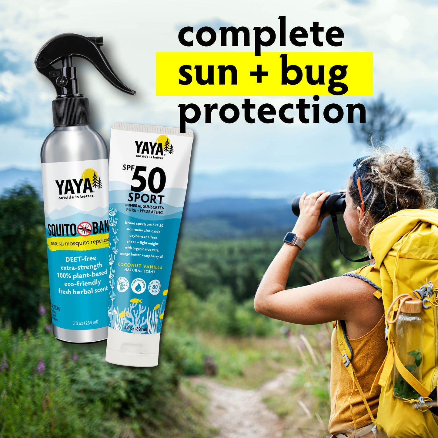 Sport SPF 50 Mineral Sunscreen 3oz and Squito Ban 8 oz Repellent Bug Spray