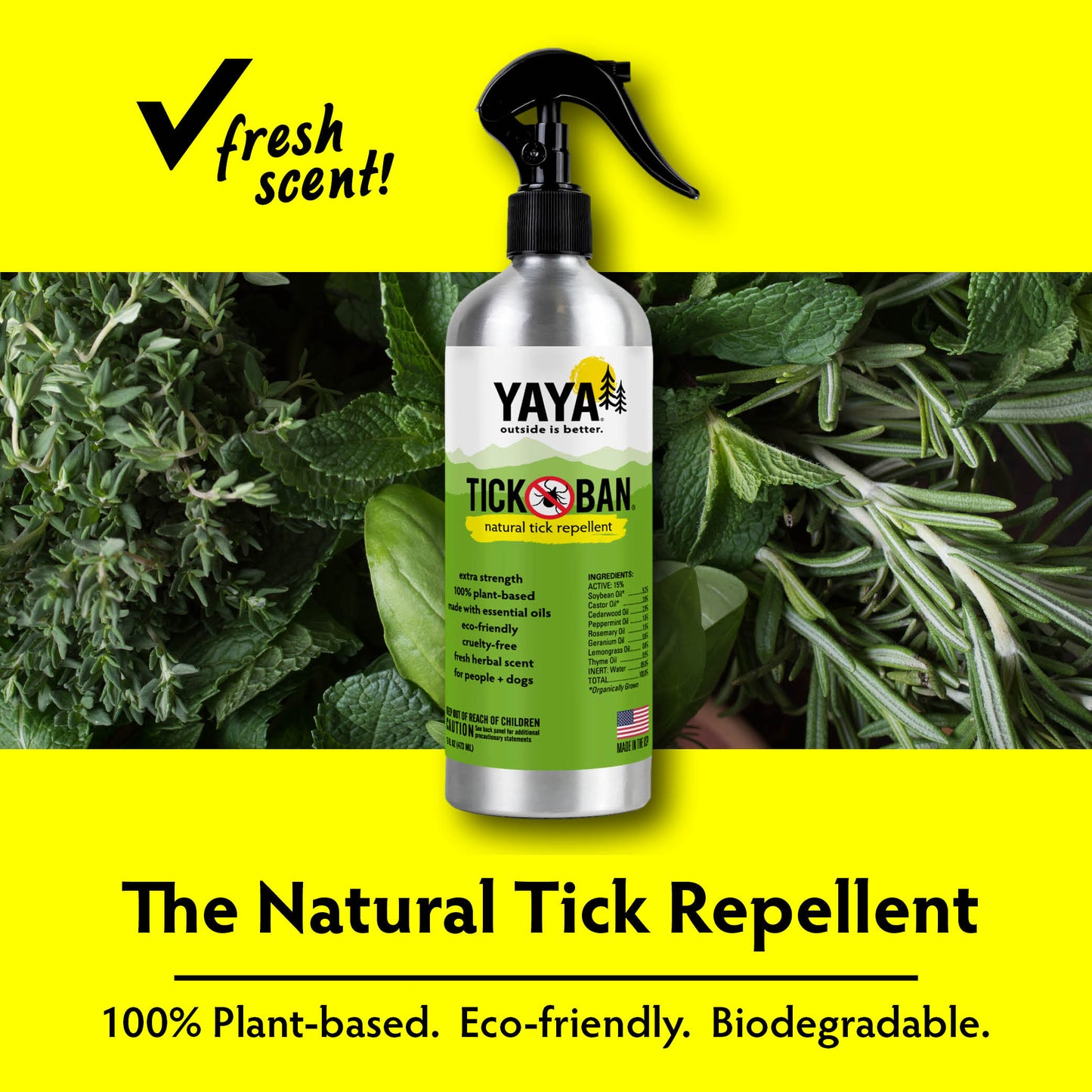 Natural Tick Ban Repellent Spray  4 oz and 16 oz