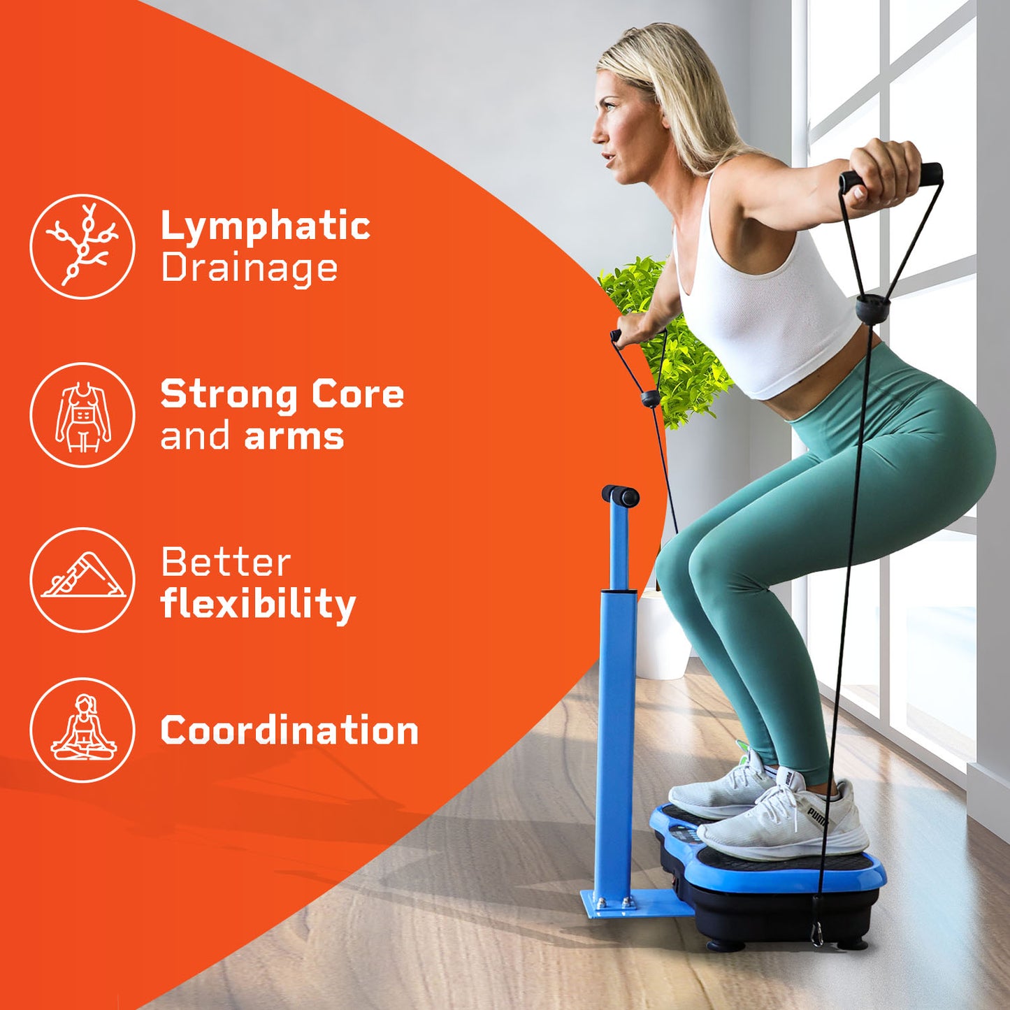 Lifepro Vibration Plate Exercise Machine with Waist-Level Handlebar & Magnetic Acupoints - Powerful Arm Fitness & Recovery Vibration Platform & Whole Body Vibration Machine for Beginne