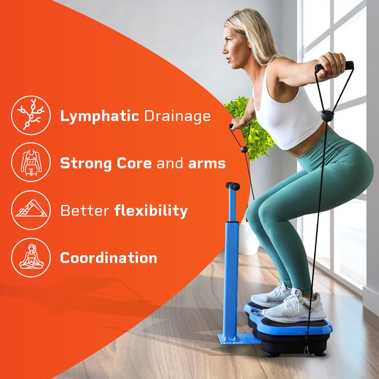 Lifepro Vibration Plate Exercise Machine with Waist-Level Handlebar & Magnetic Acupoints - Powerful Arm Fitness & Recovery Vibration Platform & Whole Body Vibration Machine for Beginne