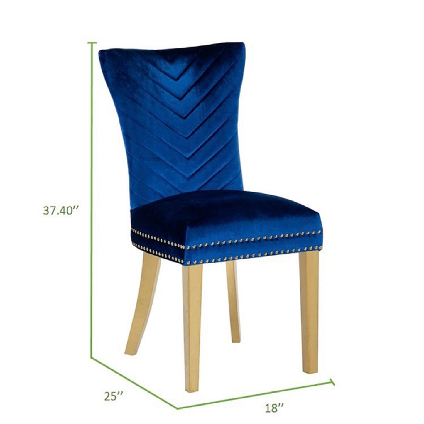 Eva 2 Piece Gold Legs Dining Chairs Finished with Blue Fabric