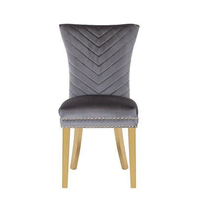 Eva 2 Piece Gold Legs Dining Chairs Finished with Dark Grey Fabric