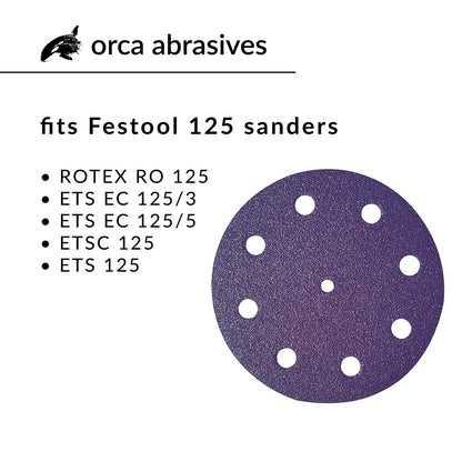 5in Hook & Loop Purple Ceramic Sanding Disc Fits Festool (50 pack)