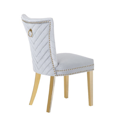 Eva 2 Piece Gold Legs Dining Chairs Finished with Silver Fabric