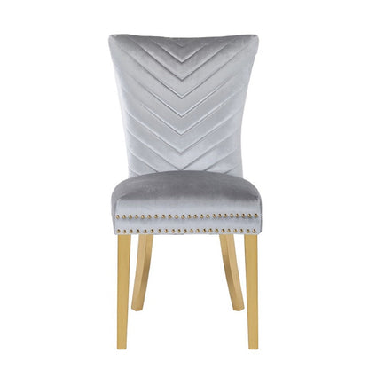 Eva 2 Piece Gold Legs Dining Chairs Finished with Silver Fabric