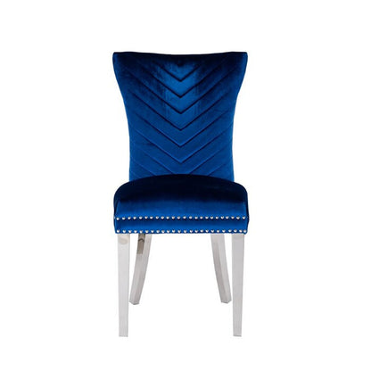 Eva 2 Piece Gold Legs Dining Chairs Finished with Blue Fabric