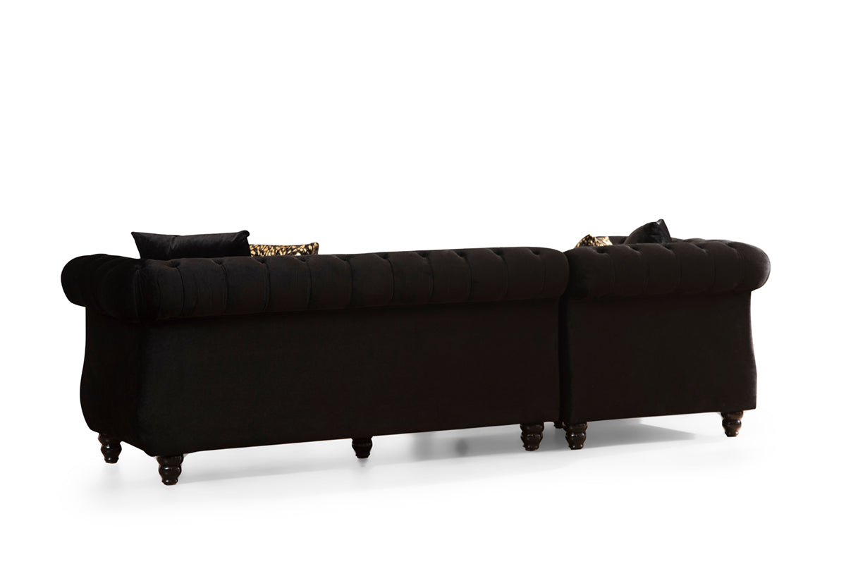 Julia SectionalSofa Made With Velvet Leather In Black