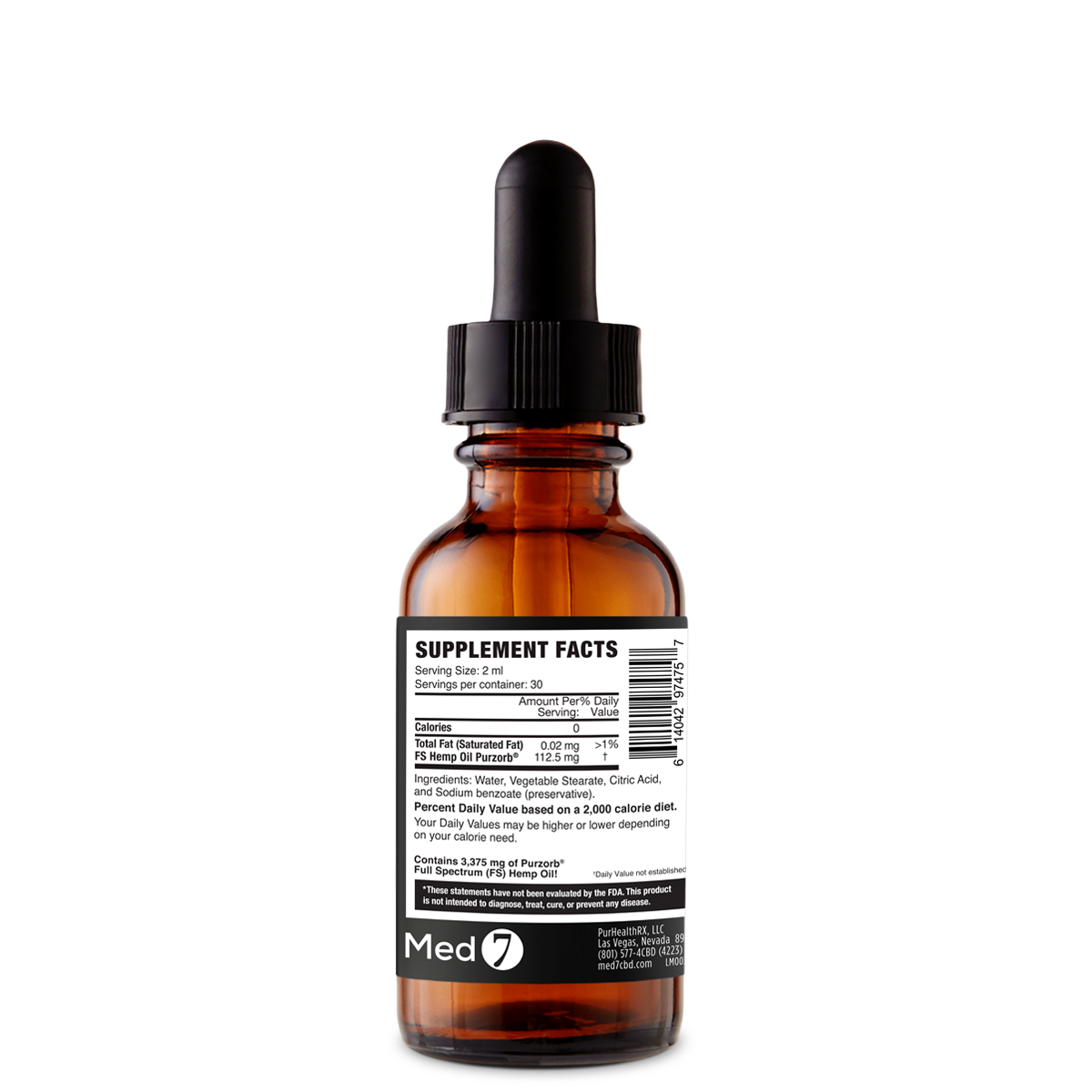 3375 mg Med 7 Hemp CBD Oil 2 oz/60 ml | 3375 mg Hempzorb81™ Full Spectrum Hemp CBD Oil