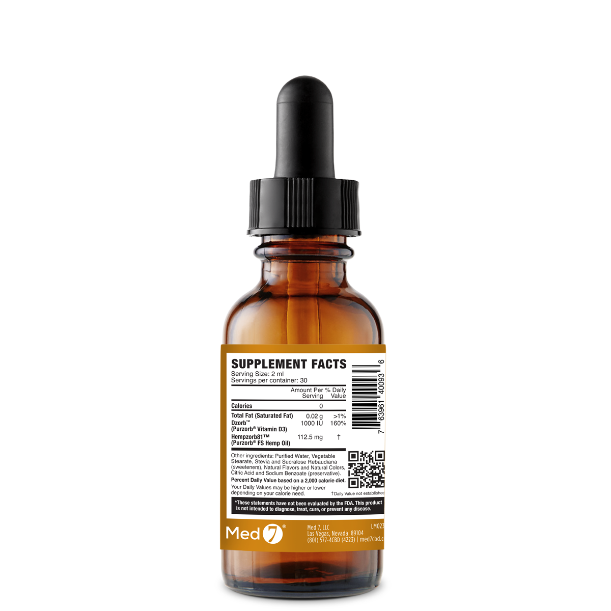 3375 mg Med 7 Immune Support with Vitamin D3 2 oz/60 ml | 3375 mg Hempzorb81™ and 30,000 IUs Vitamin D3