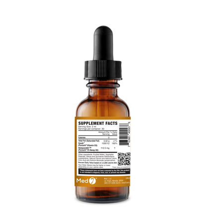 3375 mg Med 7 Immune Support with Vitamin D3 2 oz/60 ml | 3375 mg Hempzorb81™ and 30,000 IUs Vitamin D3