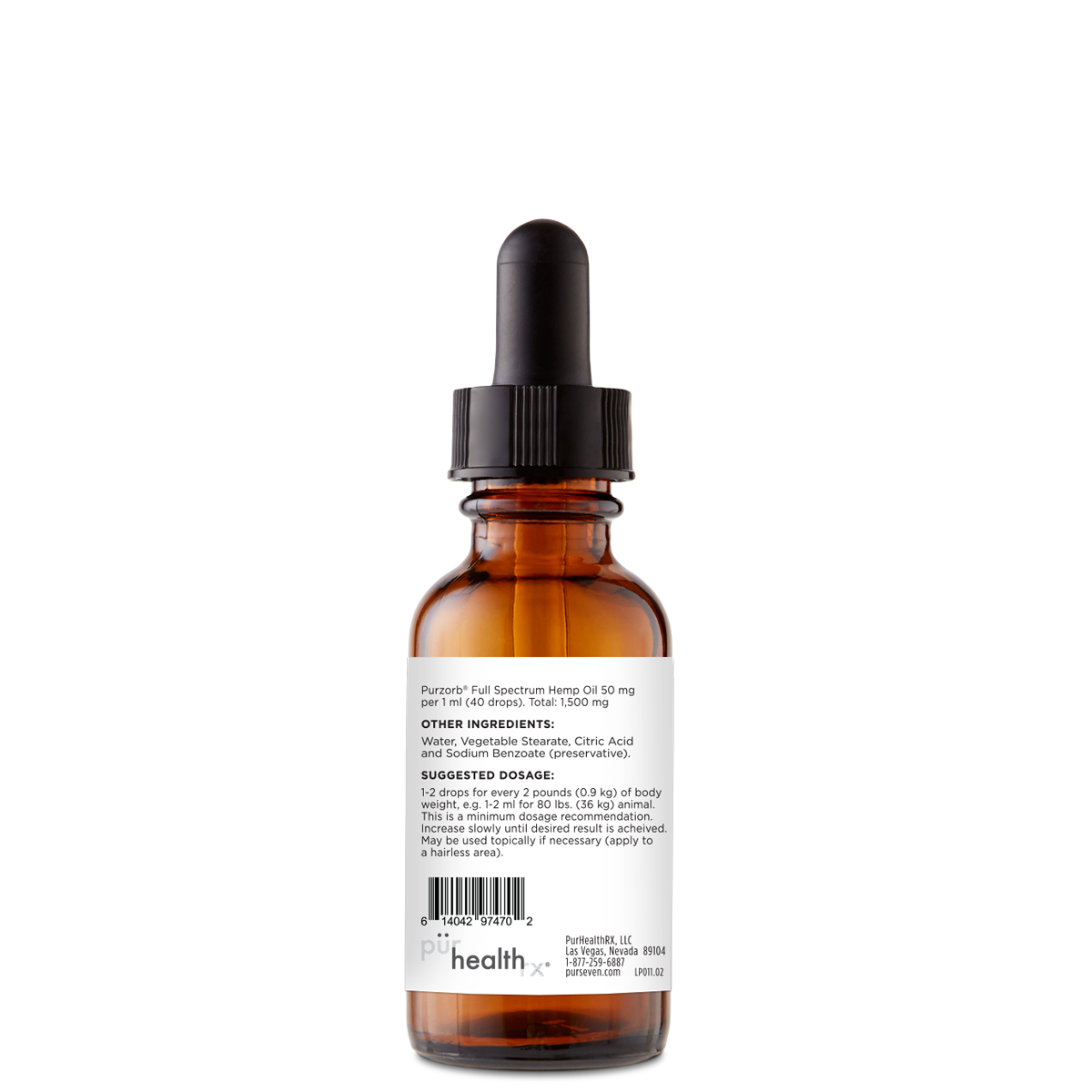 1500 mg Pet 7 Hemp CBD Oil 1 oz/30 ml | 1500 mg Hempzorb81™