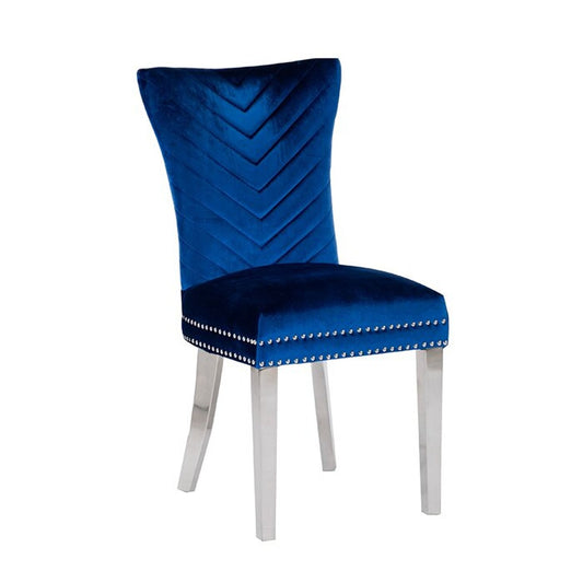 Eva 2 Piece Gold Legs Dining Chairs Finished with Blue Fabric