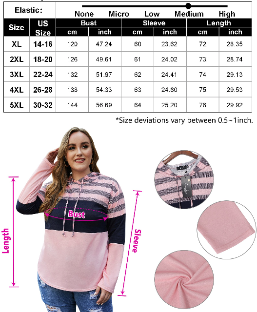 Women's Plus Size Striped Color Block Sweatshirt