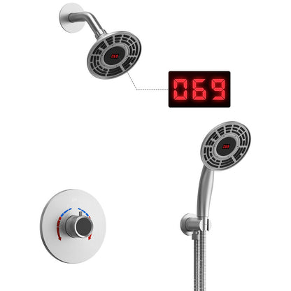 EVERSTEIN Digital Display Thermostatic Shower Head Faucet Set with Rough-in Valve