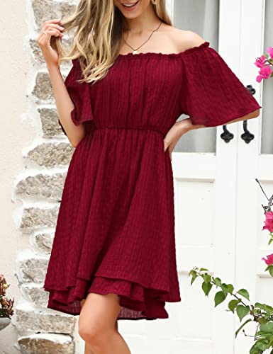 YESFASHION Mesh Fabric Off Shoulder Tunic Mini Dress